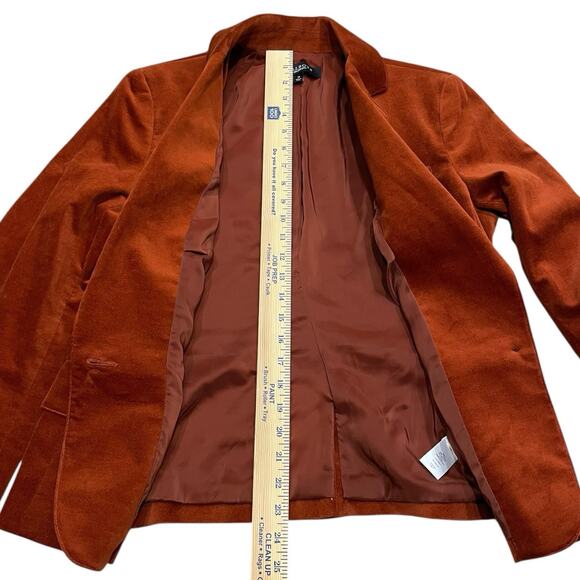 TALBOTS Blazer Womens 12 Rust Burnt Orange Velvet Jacket Fitted Academia Preppy - Picture 7 of 8
